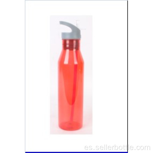Botella de agua de pared simple de 750 ml con pajita